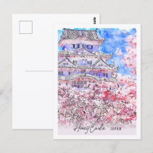 Himeiji slott Japan Resa Plats Akvarell Vykort