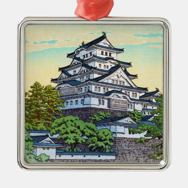 Himeji för Kawase Hasui Stillahavs- Julgransprydnad Metall (Framsidan)