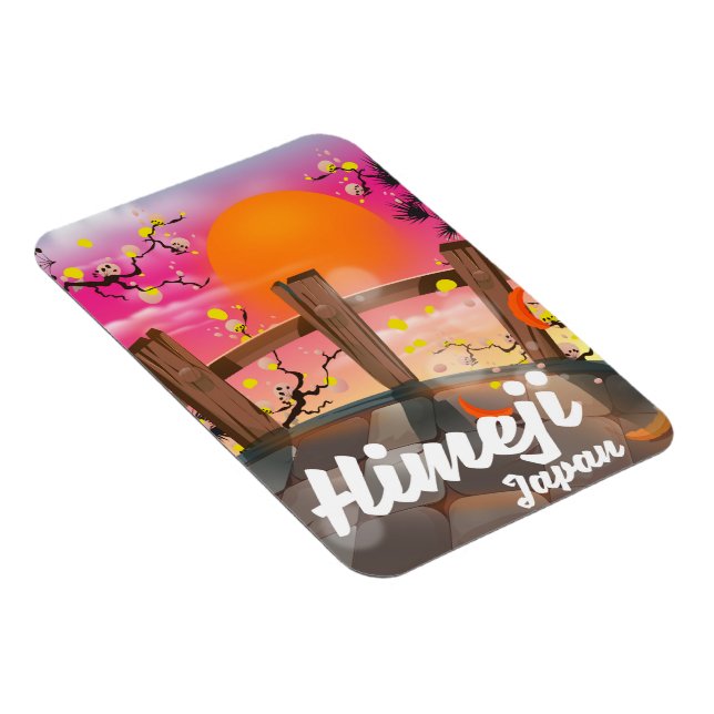 Himeji Japan körsbärsblomsposter. Magnet (Högersidan)