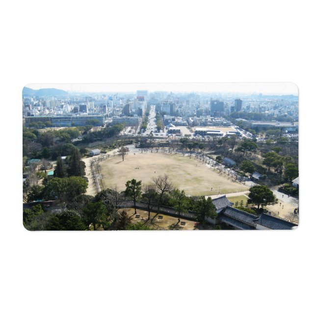 Himeji, Japan (Vy från atop castle) Fraktsedel (Framsidan)