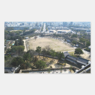Himeji, Japan (Vy från atop castle) Rektangulärt Klistermärke