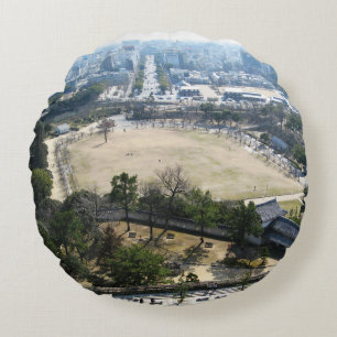 Himeji, Japan (Vy från atop castle) Rund Kudde