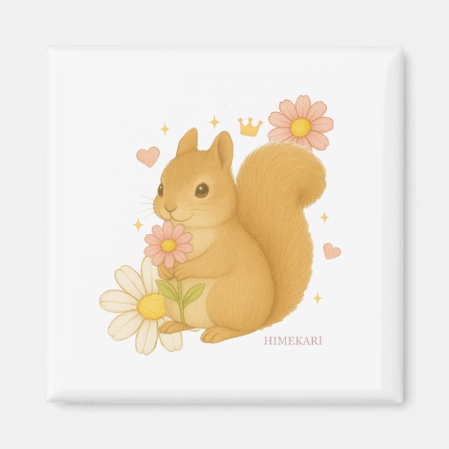 HIMEKARI Floral Squirrel Magnet –Clear (Framsidan)