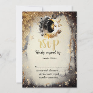 Himla Guld Stjärnor Månar Mörk RSVP Inbjudningar