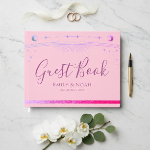 Himla Rosa Lila Sol Måne Stjärnor Bröllop Gästböcker