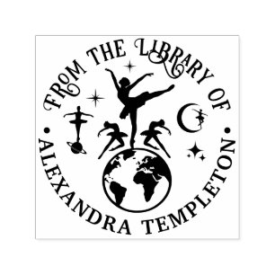 Himlaballerinor Dansar på Världsbiblioteksbok Självfärgande Stämpel