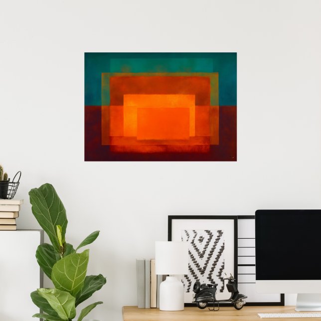 Himlakonst Zen Smaragd Glöd Färg Fält Abstrakt  Poster (Hemmakontoret)