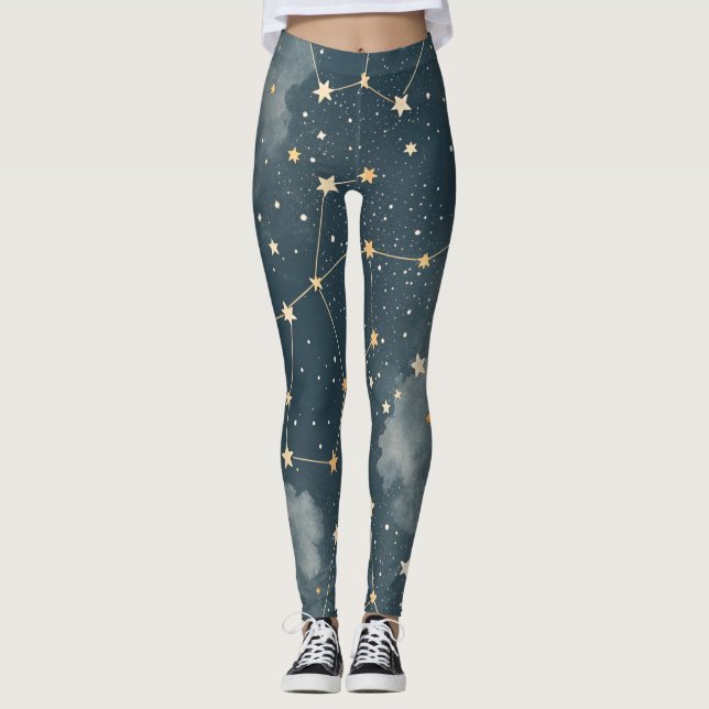 Himlakonstellation Stjärnmönster (4) Leggings (Framsida)