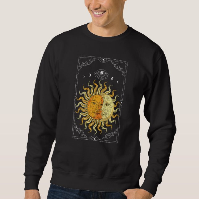 Himlakropp Boho Sol Måne Astronomi Universum As Lång Ärmad Tröja (Framsida)