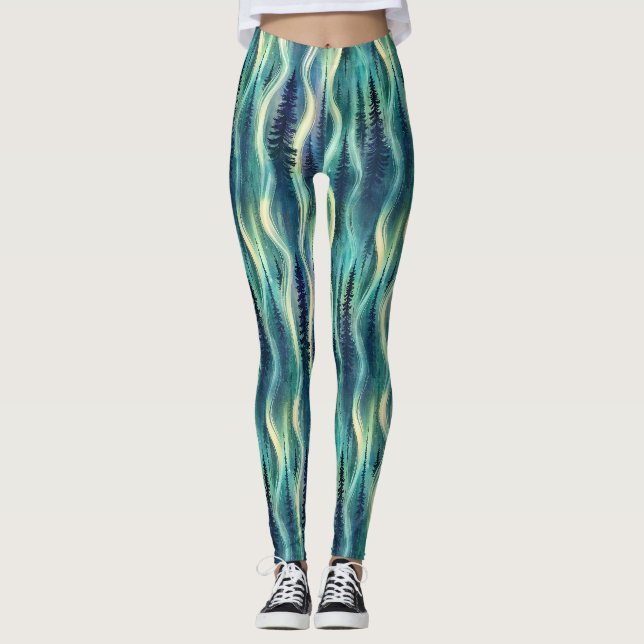Himlakroppar Aurora Nattmönster Leggings (Framsida)
