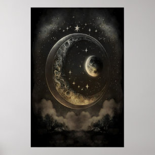Himlakroppar månar Mörk Akademi, Antik Poster