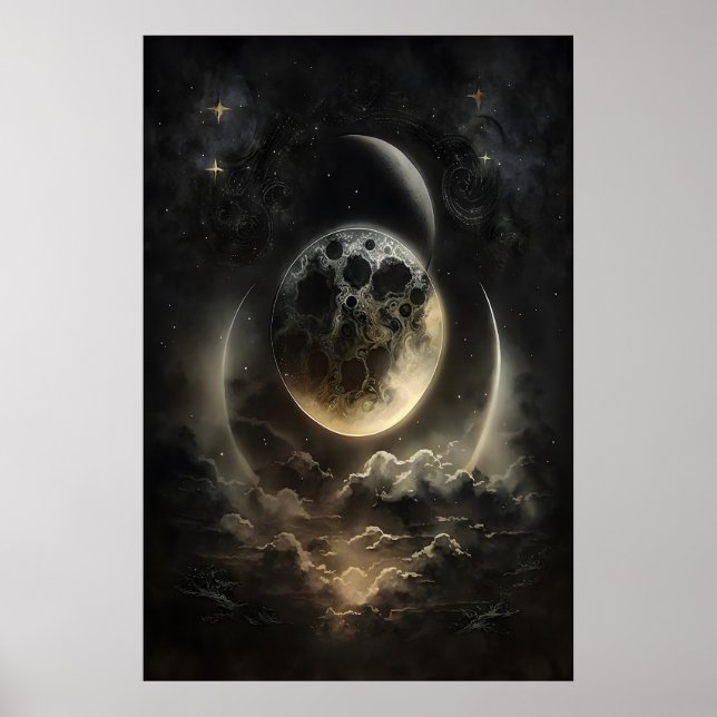 Himlakroppar Månskensutskrift, Mörk Akademi Poster (Framsidan)