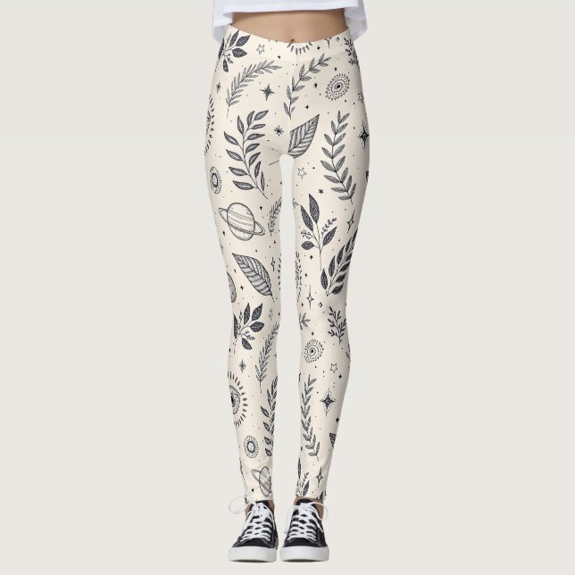 Himlakroppars Botaniska Mönster (6) Leggings (Framsida)