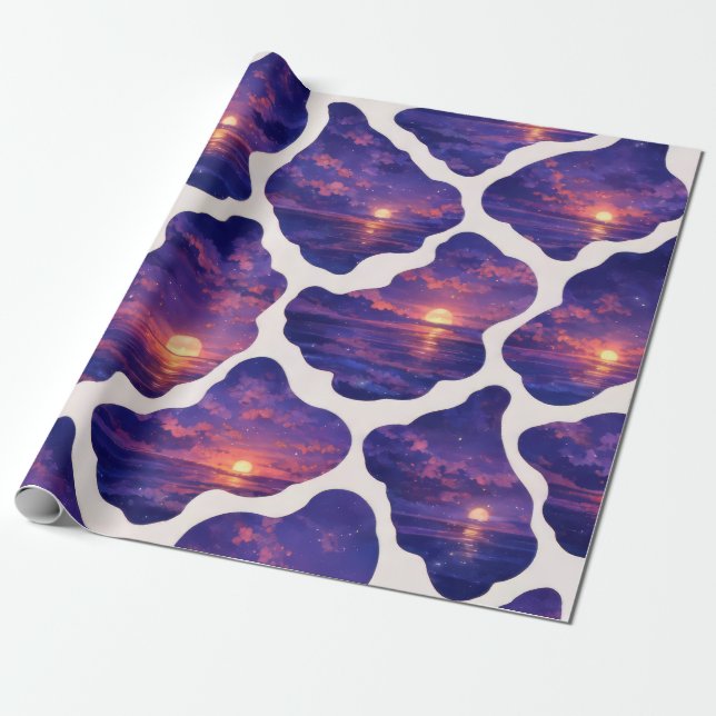 Himlakvalv Solnedgång Oceanmönster Presentpapper (Utrullad)