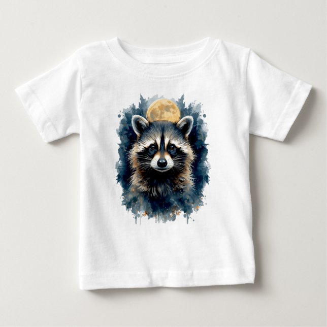 Himlakvasts Vattenfärg Måne Skog Konst T Shirt (Framsida)