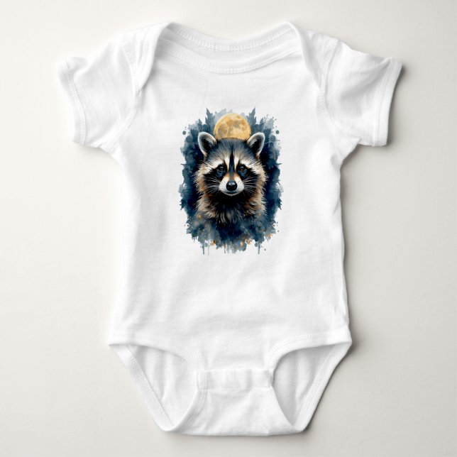 Himlakvasts Vattenfärg Måne Skogs Konst T Shirt (Framsida)