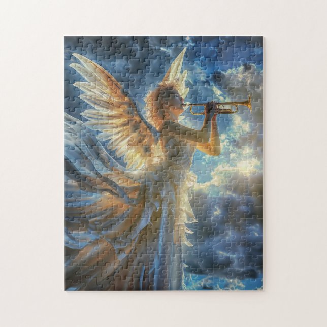 Himlalig Fanfar Ängel Spelar Trumpet Pussel (Vertikal)