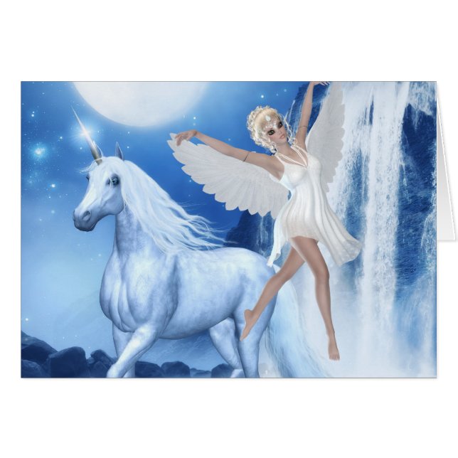 Himlar Älva Asparas och Unicorn Hälsningskort (Framsidan Horizontal)