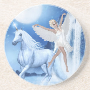 Himlar Älva Asparas och Unicorn Underlägg Sandsten
