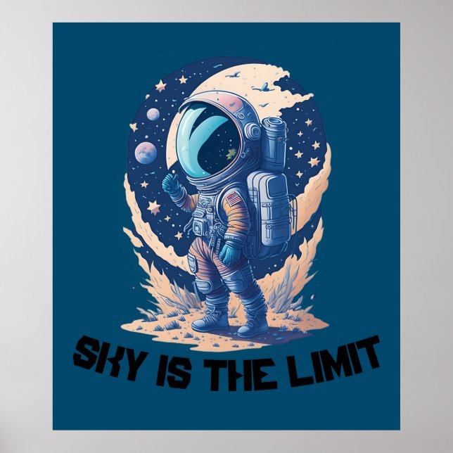 Himlar är gränsen med astronaut poster (Framsidan)
