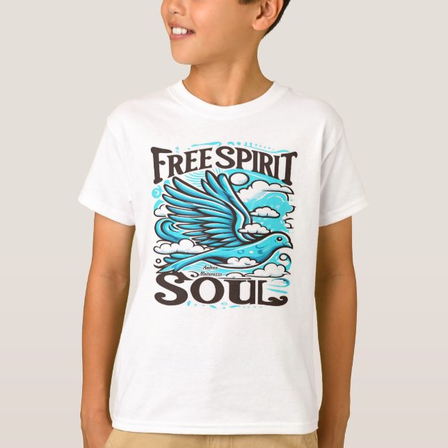 Himlar Bird med fri själ och själ T Shirt (Framsida)