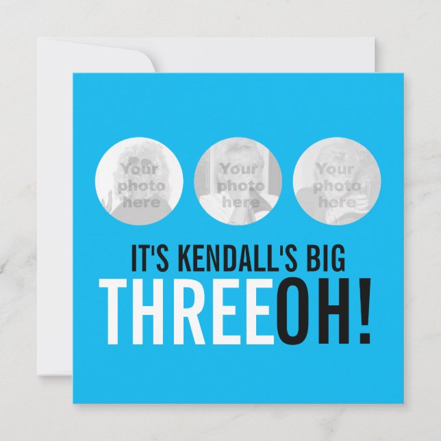 Himlar blå 30:e THREEOH! fotofödelsedag Inbjudningar (Framsida)