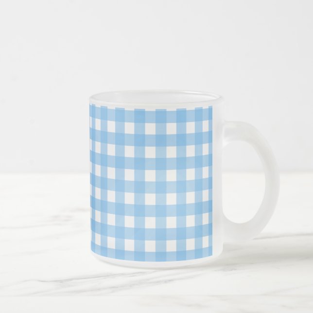 Himlar blå gingham frostad glasmugg (Höger)