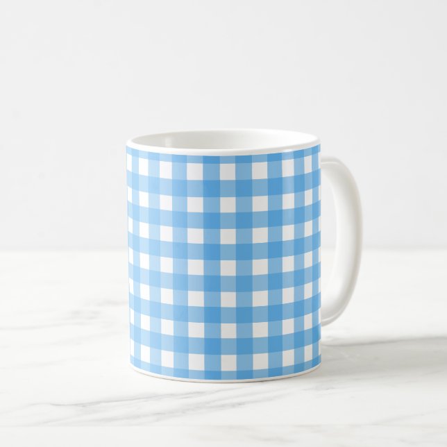Himlar blå gingham kaffemugg (Framsida höger)