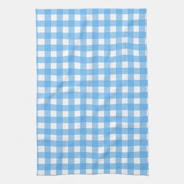 Himlar blå gingham kökshandduk (Vertikal)
