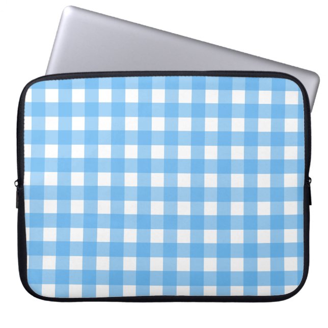 Himlar blå gingham laptop fodral (Framsidan)