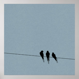 Himlar Blackbird Silhouette på Wire Poster