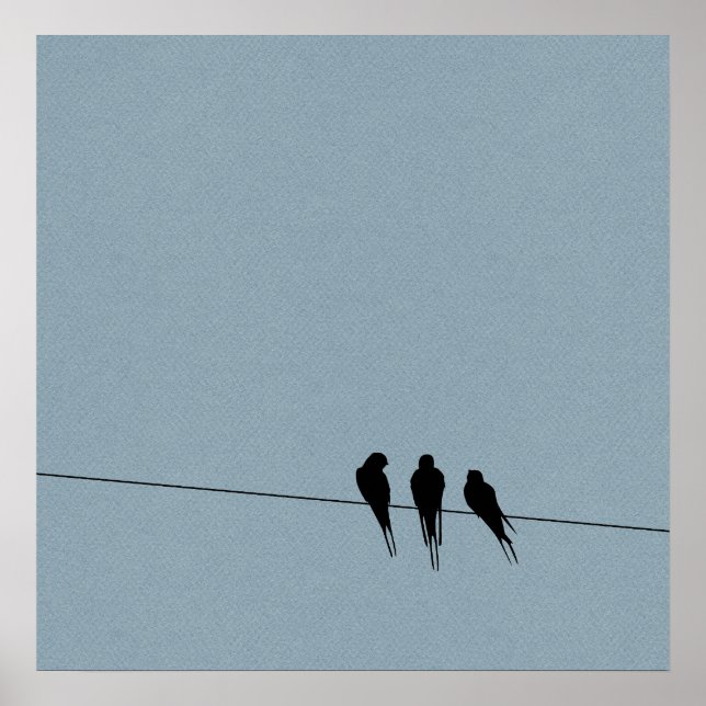 Himlar Blackbird Silhouette på Wire Poster (Framsidan)
