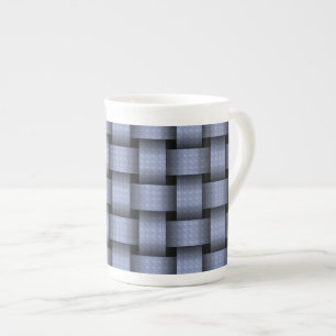 Himlar Blue Basket Weave Benporslin Mugg