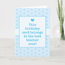 Himlar Blue Best Teacher Aldrig Typography Birthda Kort