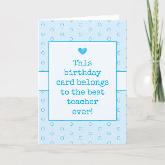 Himlar Blue Best Teacher Aldrig Typography Birthda Kort