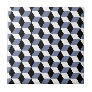 Himlar Blue Black & White 3D Cubes Mönster Kakelplatta