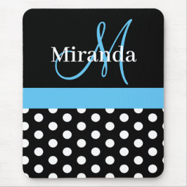 Himlar Blue Black White Polka Dot Monogram Mouse P Musmatta