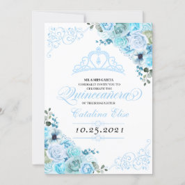Himlar Blue Blommigt Quinceanera Birthday-inbjudan Inbjudningar