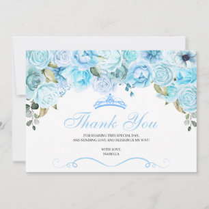 Himlar Blue Blommigt Quinceanera Tack Kort