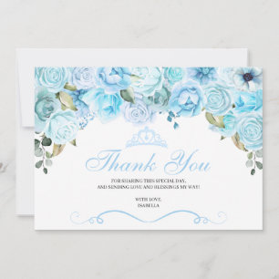 Himlar Blue Blommigt Quinceanera Tack Kort