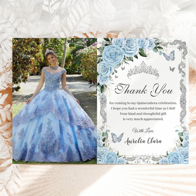 Himlar Blue Blommigt Sweet sixteen Quinceañera Bil Tack Kort (Skapare uppladdad)