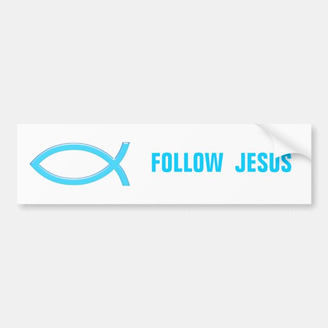 Himlar Blue Christian Fish | Följ Jesus Bildekal (Framsidan)