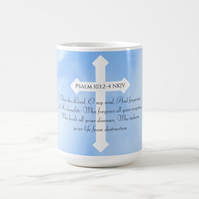 Himlar Blue Christian Healing Bible Verse Kor Kaffemugg (Center)