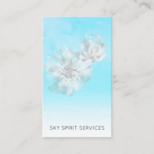 *~* Himlar Blue Clouds QR Flowers Glitter Shimmer Visitkort