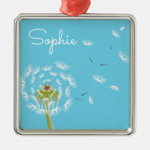 Himlar Blue Dandelion blommigt namn Julgransprydnad Metall