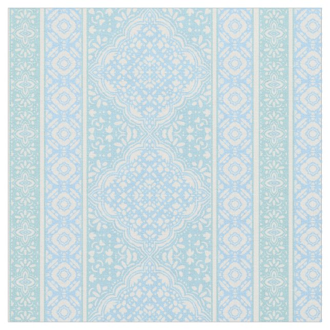 Himlar Blue Decorative Boho Tile Mönster Tyg (Närbild)