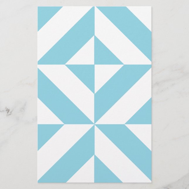 Himlar Blue Geometric Deco Cube Mönster Brevpapper (Framsida)