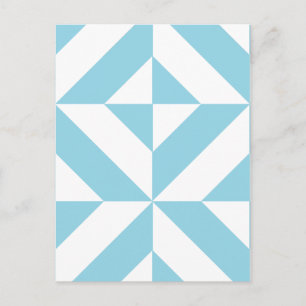 Himlar Blue Geometric Deco Cube Mönster Vykort