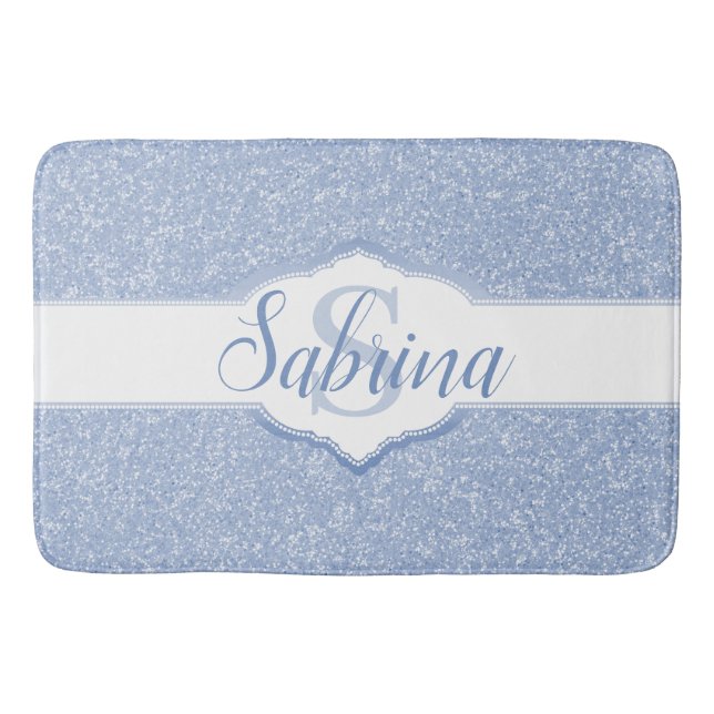 Himlar Blue Glitter Monogram Badrumsmatta (Framsidan)