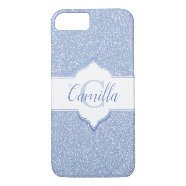 Himlar Blue Glitter Monogram Case-Mate iPhone Skal (Baksida)
